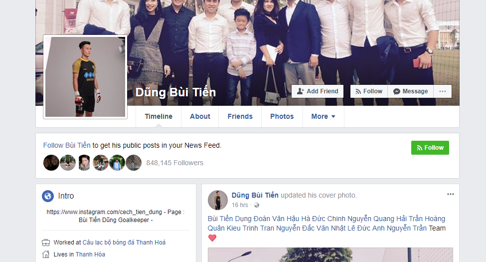 link facebook chính xác của U23 Việt Nam